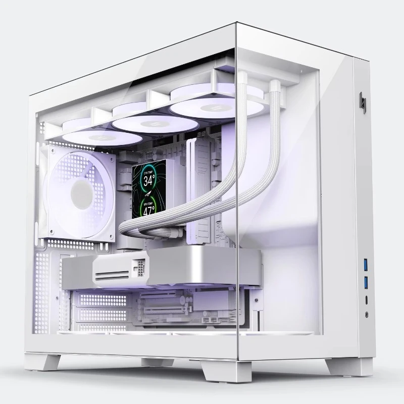 M-ATX Small Case Rear Plug-in Design Columnless Panoramic Side Transparent Glass Quick-release Gaming Desktop