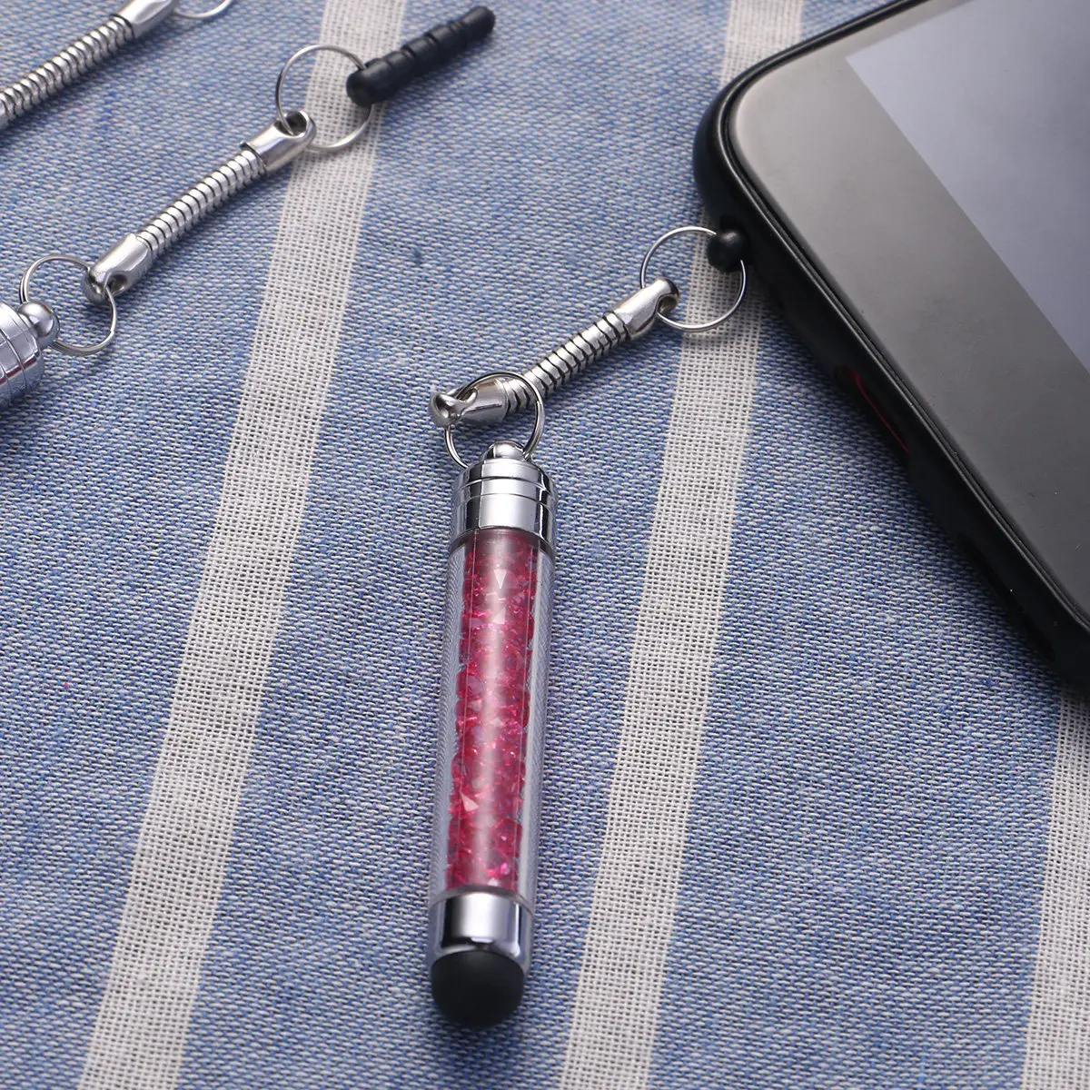 5Pcs Crystal Capacitive Touch Pens Rhinestone Stylus Mini Design for Phone Tablet Ultra-Responsive Soft Tip Glitter Capacitive