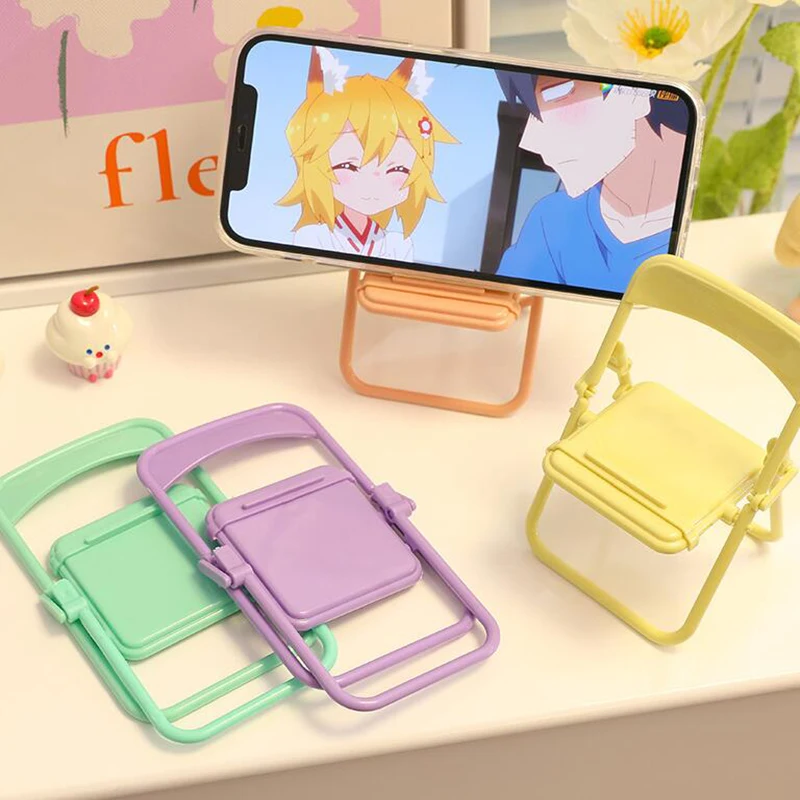 Cute Mobile Phone Stand Desktop Phone Stand Kawaii Mini Chair Adjustable Holder for ipad Cellphone Desk Organizer Tablet Support