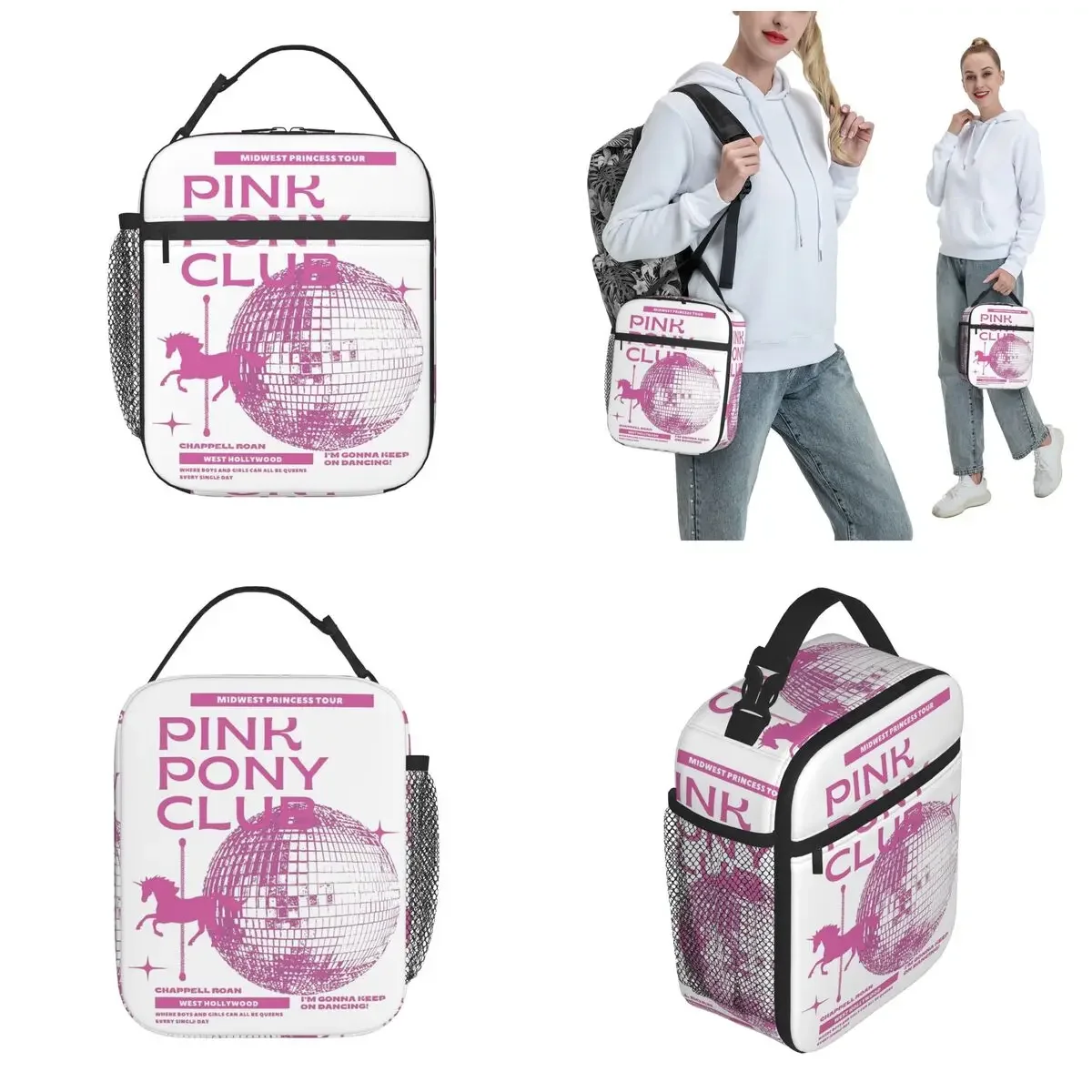 Pink Club Disco Chappell Roan Insulated Lunch Bag For Work  Food Container Reusable Thermal Cooler Lunch Boxes