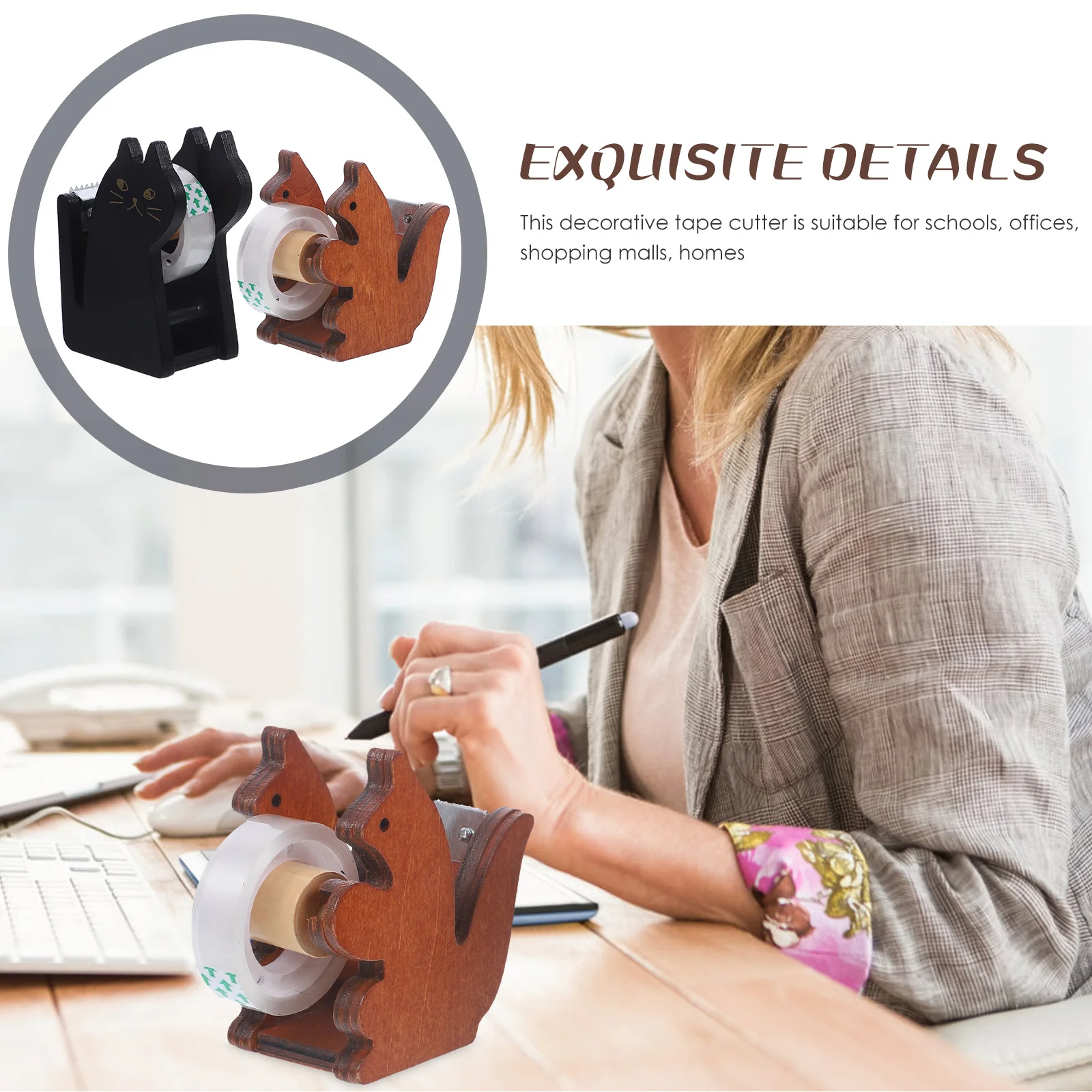 2Pcs Animal Shaped Tape Dispenser Cute Desktop Tape Cutter Strong Material Dispensing Tool for Office Study Room Convenient