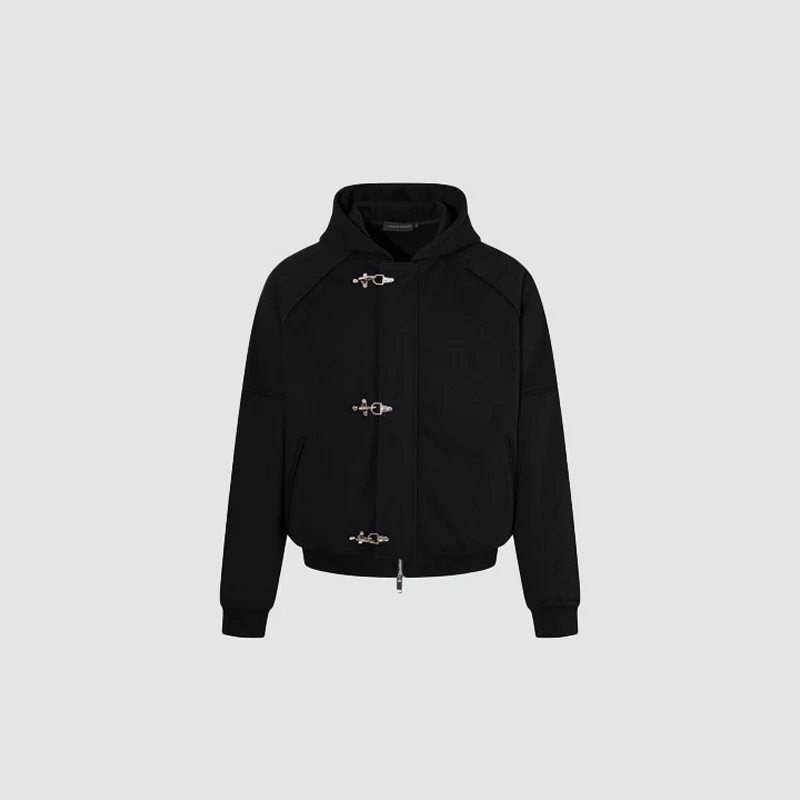 Metal Airplane Buckle Hooded Sweatshirt Set Cardigan Jacket Hanging Casual Straight Leg Sweatpants Loose Clothing Y2k