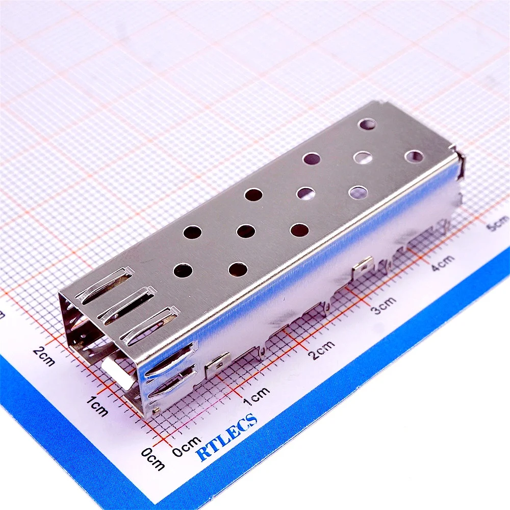 

20 pcs SFP Cage 1x1 Press-Fit Solder PCB Right Angle Through Holes Cross 2227303-1 for Mini 20 Pin Receptacle 1367073-1