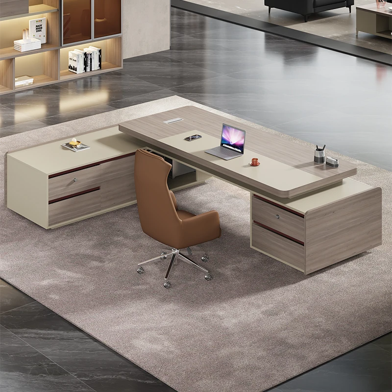 Forte armazenamento mesa executiva designer aestético luxo moderno mesas de escritório gavetas barato grande escrivaninha móveis de escritório