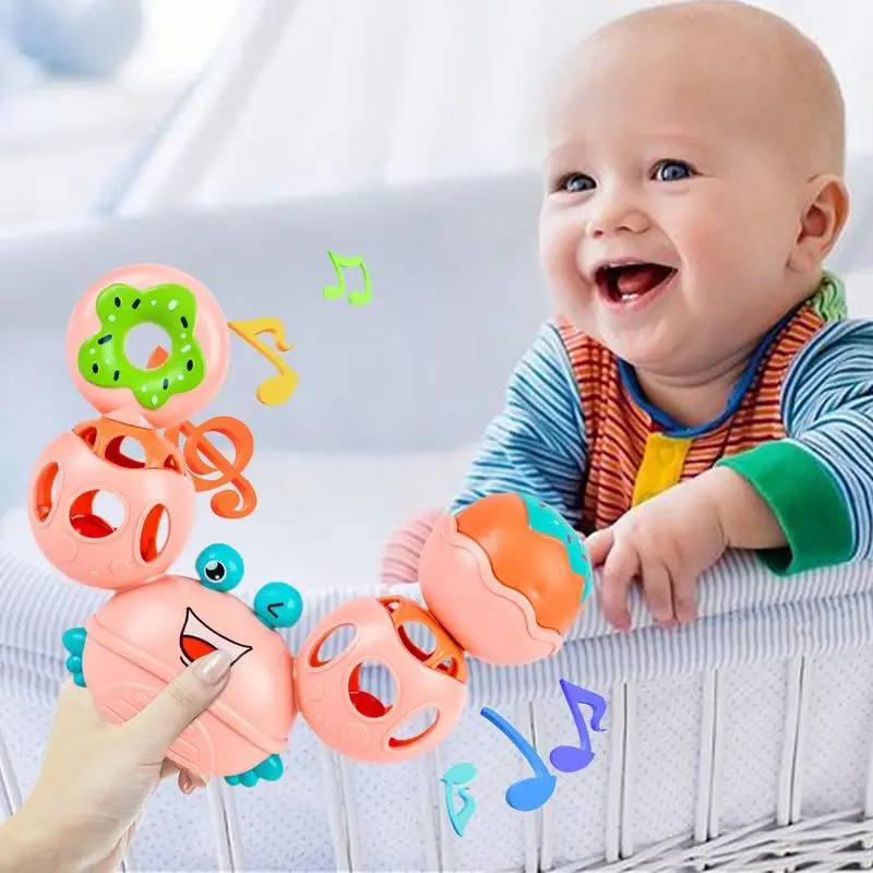 아기 딸랑이 장난감 Teether 손 징글 흔들리는 벨 딸랑이 게 모양 교육 완구, 신생아 딸랑이 Teether 장난감 선물