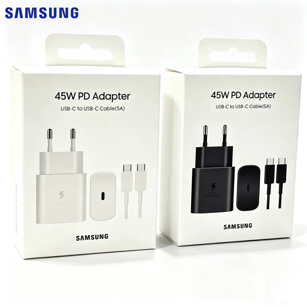 Samsung 45W PD Charger Super Fast Charging For Galaxy S25 Ultra Plus FE S24 S23 S22 A56 A55 A36 A17 EU Adapter 5A Type C Cable