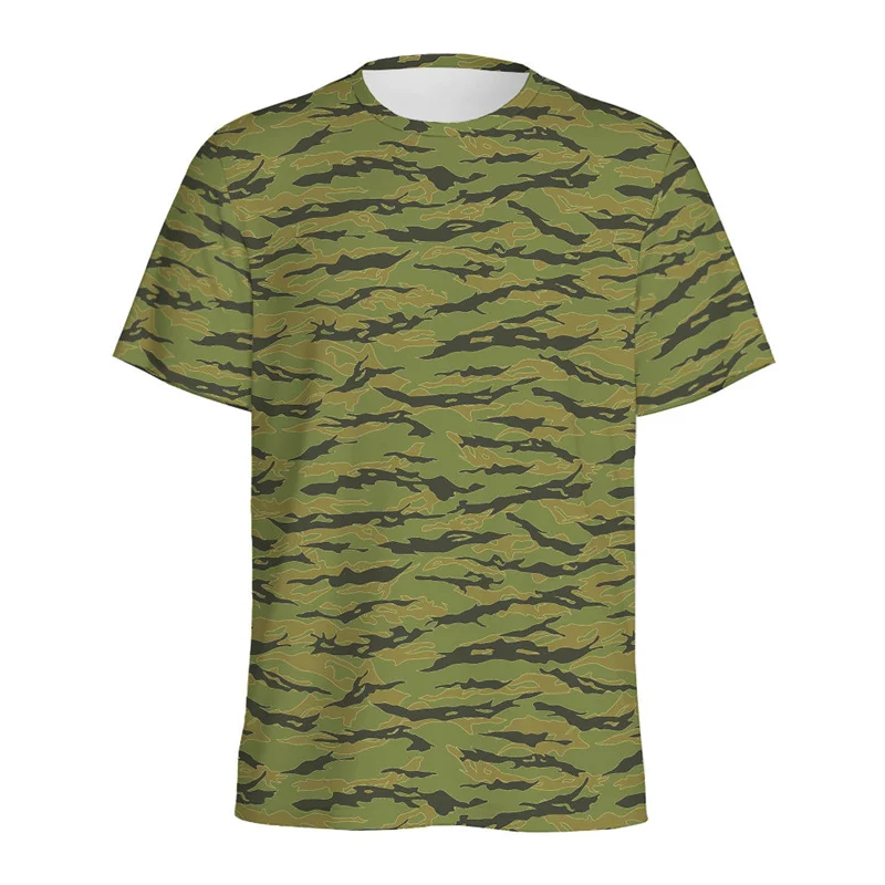 Colorful Tiger Stripe 3D Printed T Shirt For Men Camouflage Graphic T-shirt Streetwear Tops Short Sleeve Summer Loose Tee Shirts