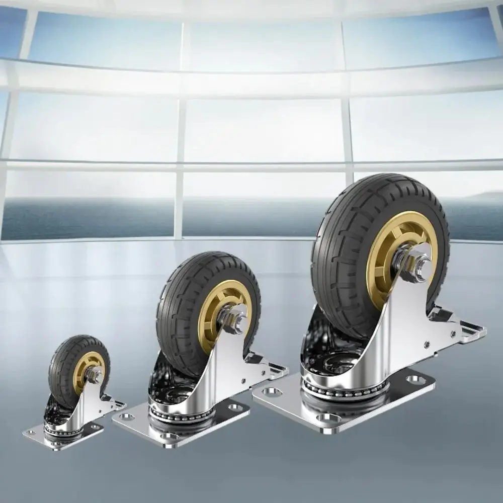 Noiseless Furniture Caster Heavy Loads Wear Resistant Swivel Caster Rubber With Brake Roller Wheel Shelf Cart Wheel