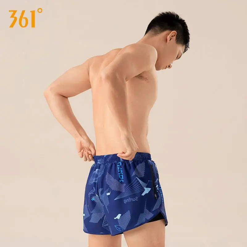 361Men WaterProof Athletic Surfing Outdoor Beach Printed Swim Trunks Sun Protection Quick-Dry Surfing Board Shorts Bathing Brief