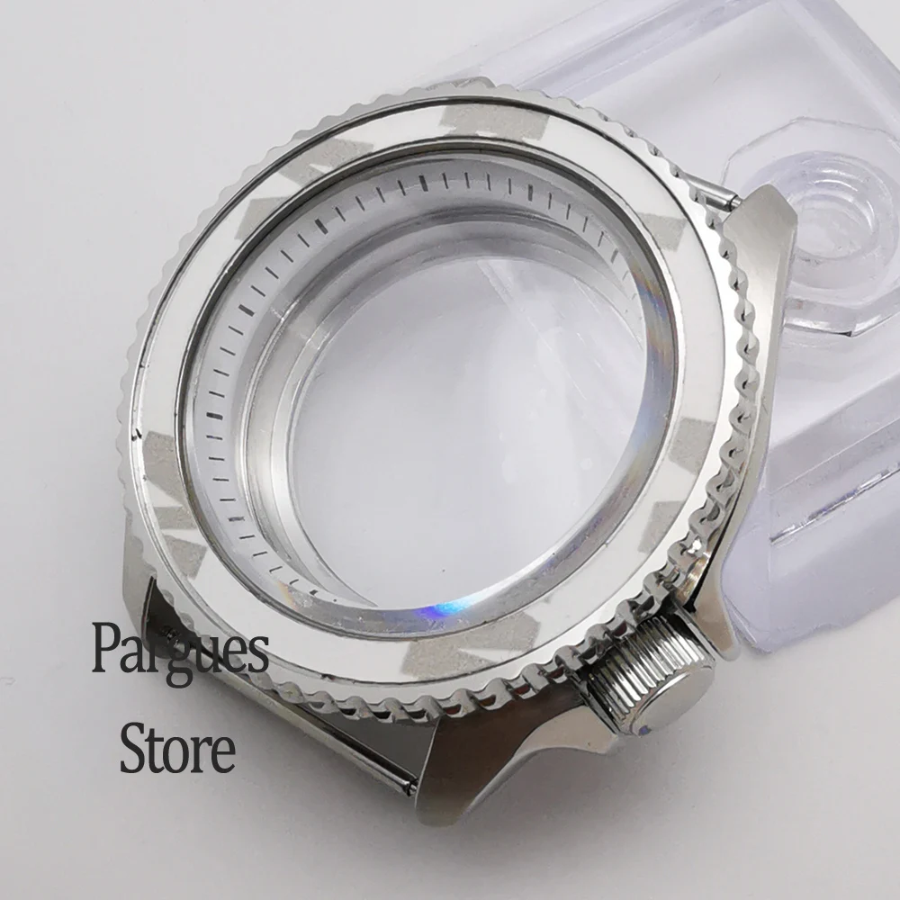 41mm polished sapphire glass watch case black/blue/green/white/sky blue chapter ring fit NH35 NH36 movement