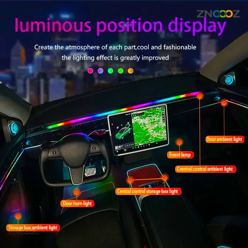 22 in 1 Car Atmosphere light 213 RGB Color acrilico LED light strip Footwell lamp Horn light sound car Interior ambient lighting