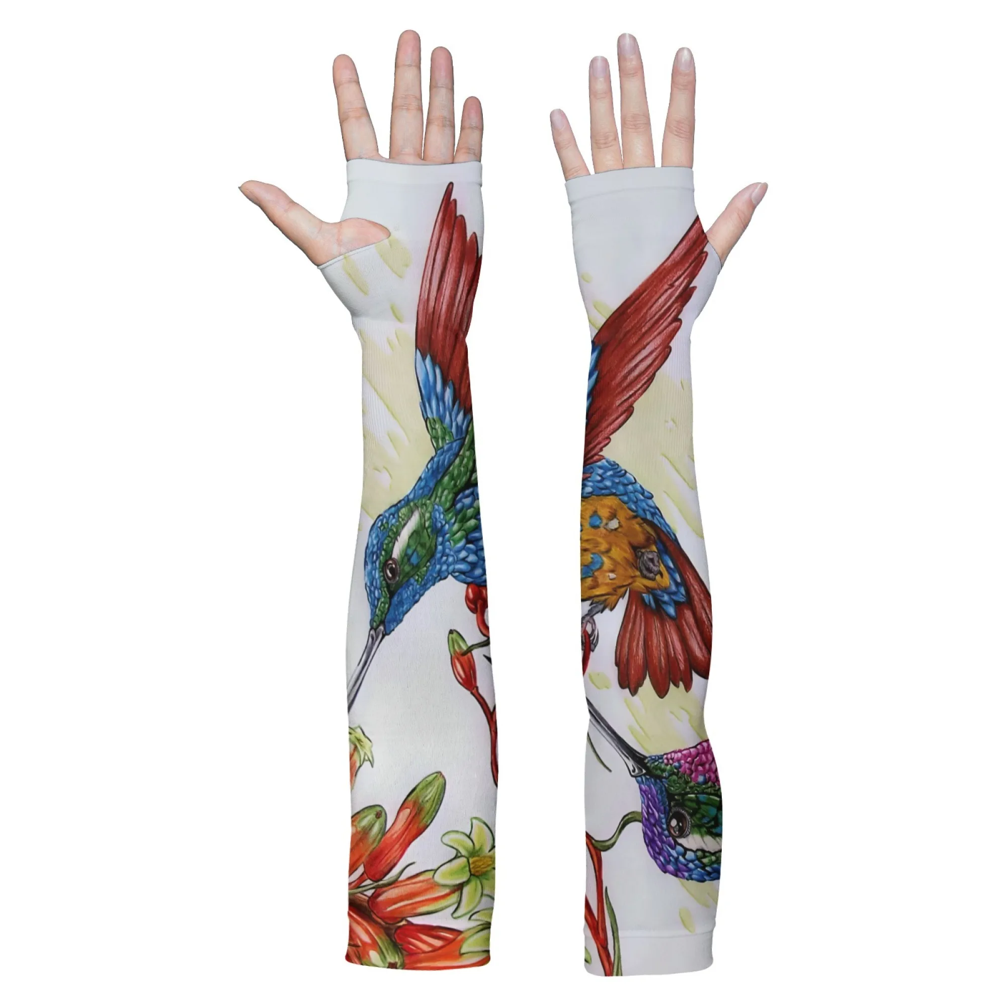 

Brightly Colored Bird Print Arm Sleeves Soft Non-slip Skin-friendly Sleeves for Outdoor Cycling, Running Fitness Gardening