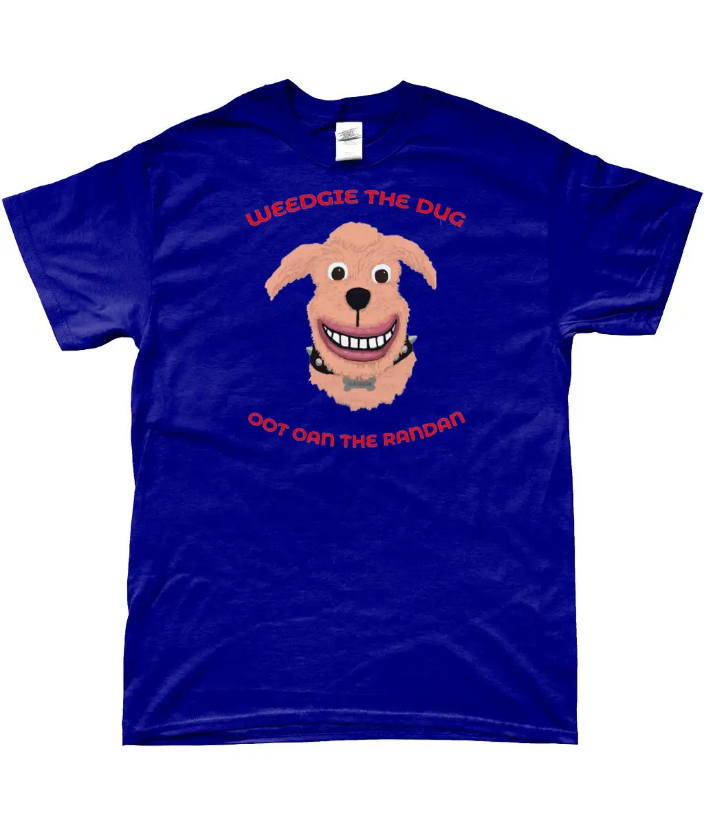 Scottish T Shirt Funny Dog Weedgie the Dug Oot Oan Randan Scots Language Glaswegian Glasgow Words Original