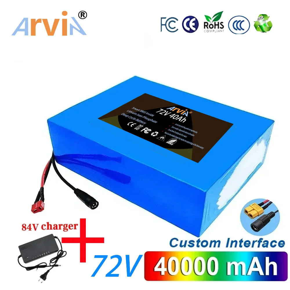 

72V 40Ah 20S4P 21700 Lithium Battery Pack 3000W High Power BatteryPack+45A BMS Free complimentary 84V charger