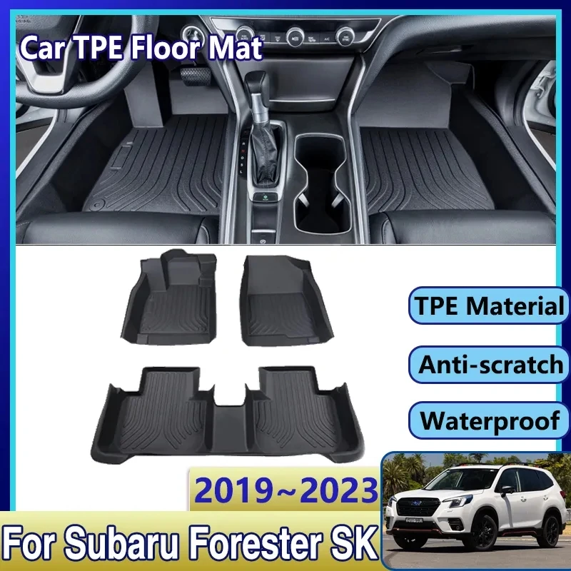 Car Floor Mat For Subaru Forester SK 2019~2023 TPE Waterproof Leather Rug Mud Carpet Foot Pad Full Tappeto Auto Accessories