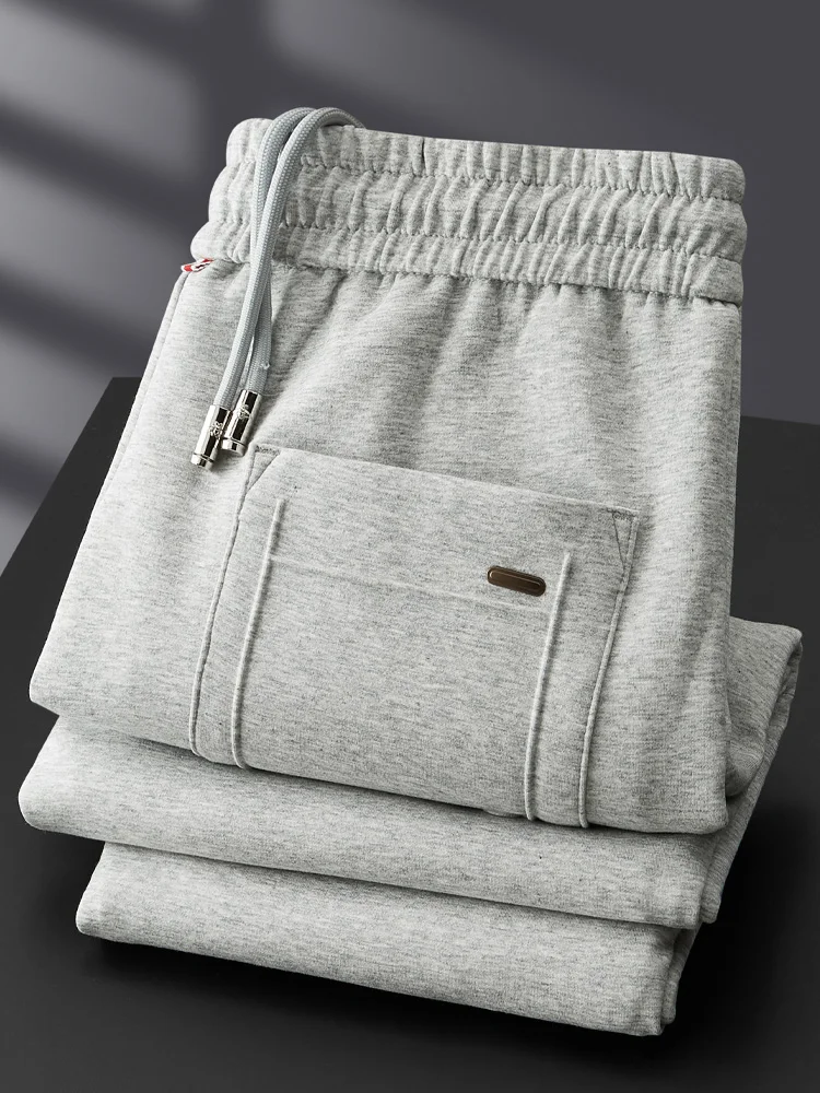 

Мужские осенне-зимние брюки с мягким воздушным слоем, прямые повседневные спортивные брюки, облегающие элитные брюки для отдыха, длинные брюки