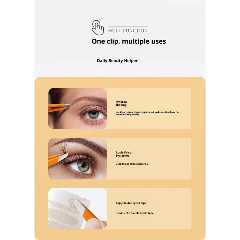 Pinça de remoção de pêlos de sobrancelha especializada, pinça de aço inoxidável com ponta inclinada de alta precisão para homens e mulheres