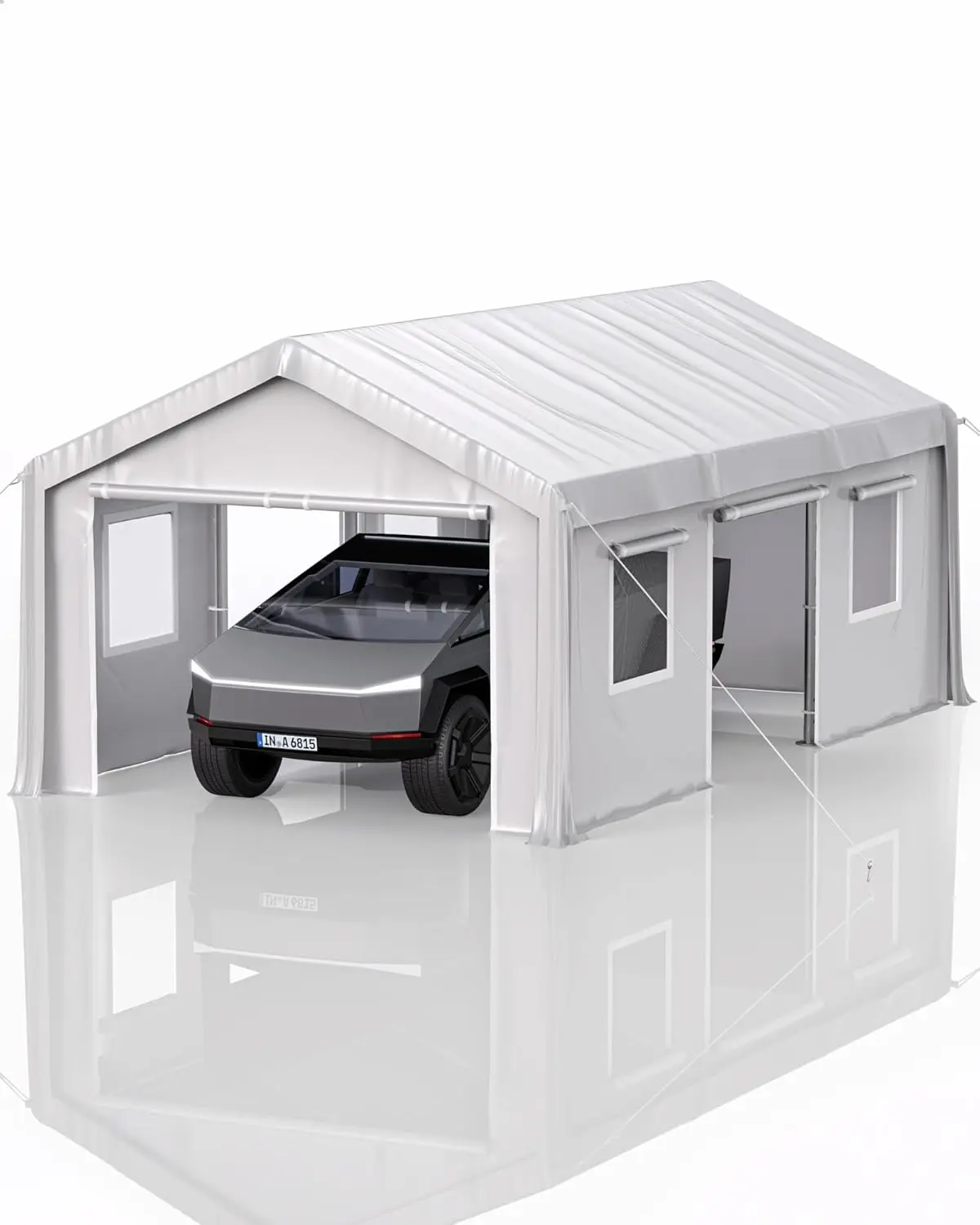 13'X20' Carport Heavy Duty, Portable Garage With 4 Roll-Up Doors, 4 Mesh Windows, 180 G Pe Tarps, And 8 X 1.0 Mm Poles, For