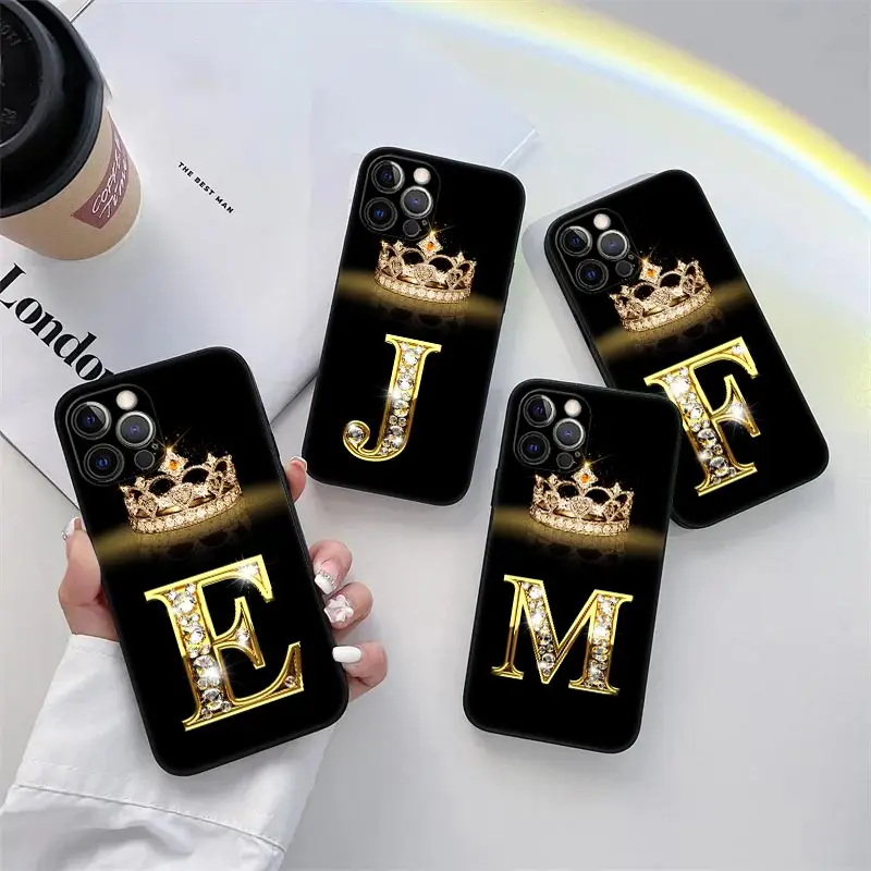 Custodia per telefono con lettera iniziale EMJFKLHI per iPhone 11 15 16 Pro Max Custodia Coque 14 Plus 13 Pro 12 11XXS 16 7 8 Cover morbida in TPU