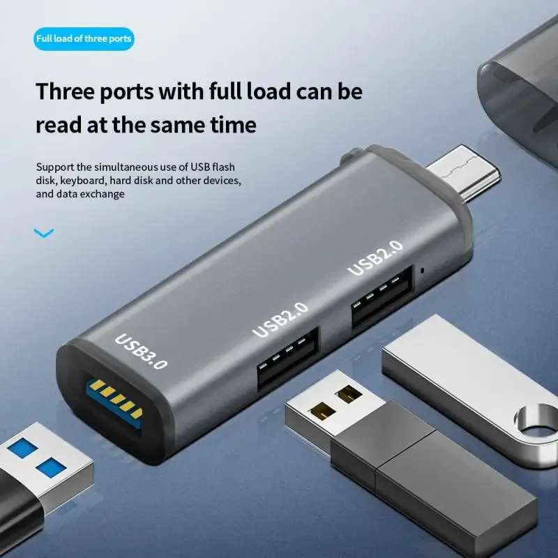 

Type-c Hub 3 In 1 Mini Portable Aluminum USB 3.0 Hub 5Gbps High Speed Expander 2.0 USB 3.0 Hub For PC Computer Laptop