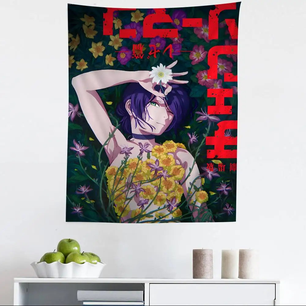 أنيمي C-منشار رجل R-Reze الكرتون نسيج الجدار الشنق الديكور ديكور المنزل المنزلي