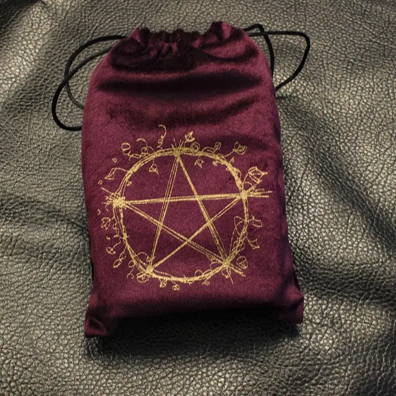 Velvet Pentagram Tarot Storage Bag Storage Package Bag Divination Drawstring Package Party Christmas Gift Pouch 13cm*18cm #WO