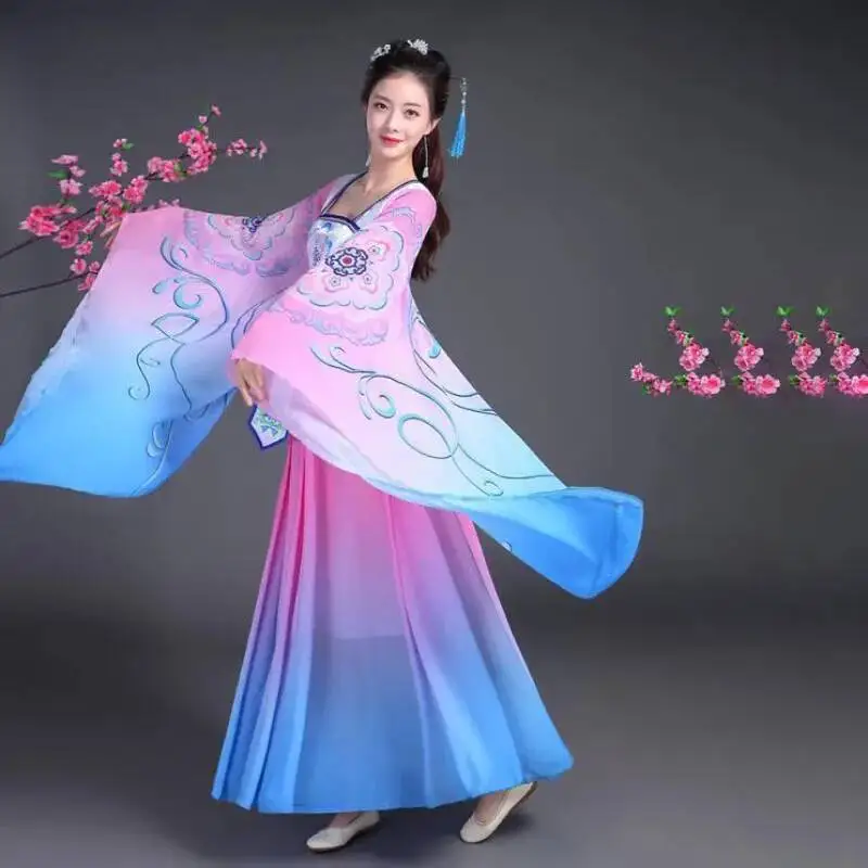 New Ancient Costume Dance Clothing Women's Hanfu Fashion Wide Sleeve Fairy Dress Chinese Elegant Dance Performance Clothing