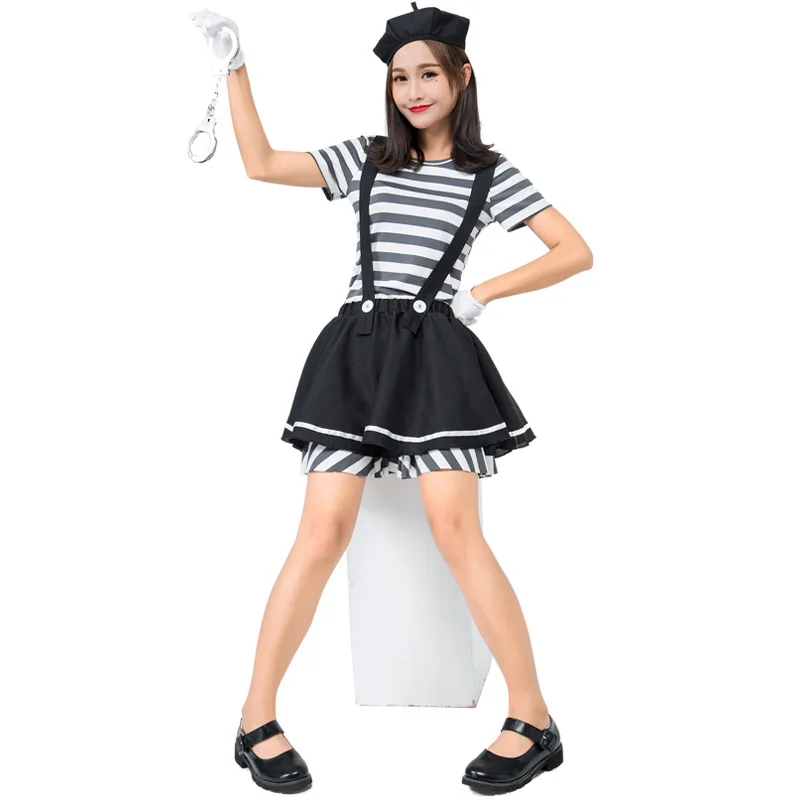 Harlequin Circus Mime Cirque Clown Jester Fancy Dress Party Halloween Cosplay Costumes