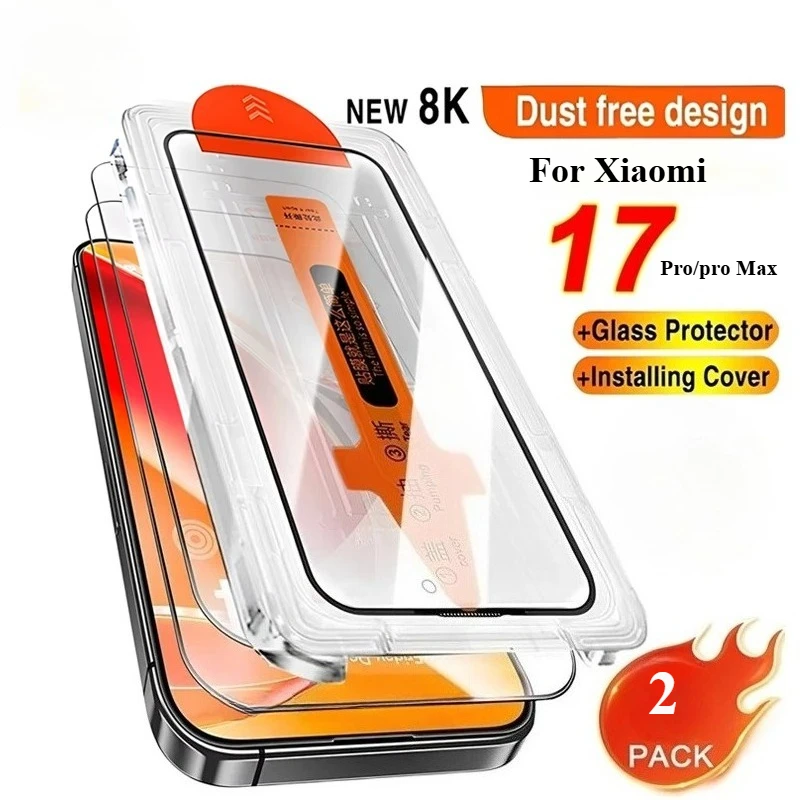 

2Pcs Dust Free Easy Installation Screen Protector For Xiaomi 17 Pro Max 17Pro Mi 17 HD Tempered Glass Anti-scratch Films