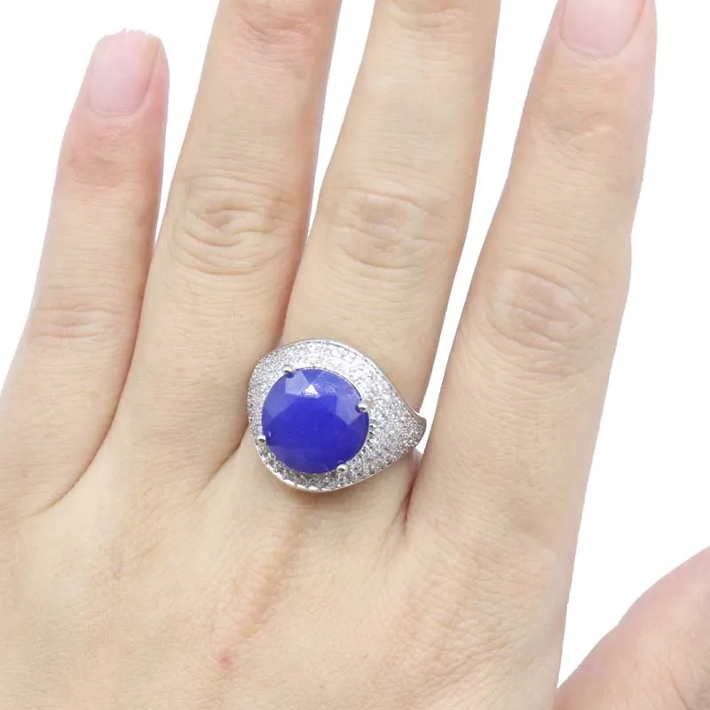 20 x 18 mm wunderschöne 5,6 g echte blaue Saphirgrün Smaragd Rot Rubin CZ Damen Verlobungsringe aus Silber