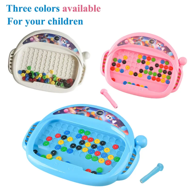 Puzzle di cartoni animati per bambini con perline colorate, disegno magnetico, creativo, divertente, con penna in plastica, tavolo da disegno, giocattolo da tavolo