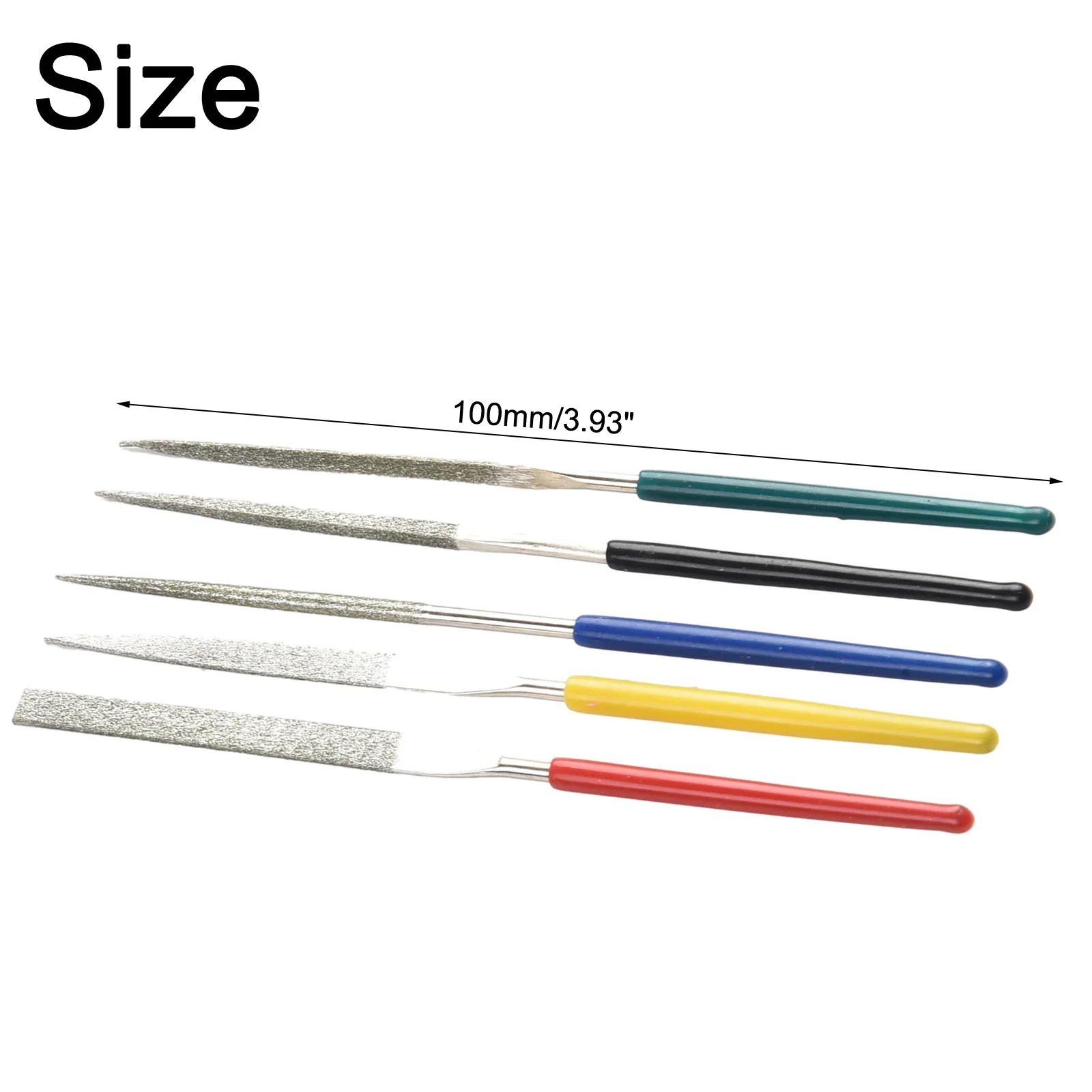 5Pcs Small Diamond Files Needle Set Pocket Diamond Files Woodworking DIY 2×100mm Triangle Square Round Flat Semicircle Hand Tool