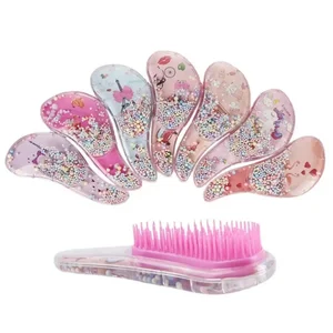 Novo bonito pente de cabeleireiro para crianças anti-nó massagem fluindo grânulo pente de cabelo crianças meninas vestir maquiagem brinquedo presentes 12 principais vendas escova de cabelo bebe menina - №4