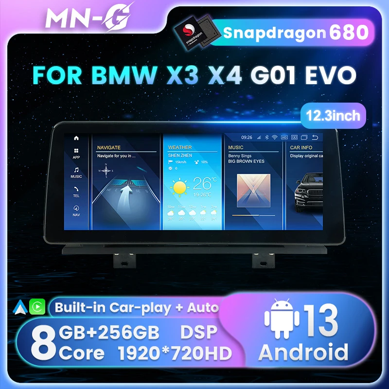 Snapdragon680 All in one Car Radio For BMW X3 bmw X4 bmw G01 EVO Multimedia Player 8+256G 8-Core For Wireless Carplay Android 13