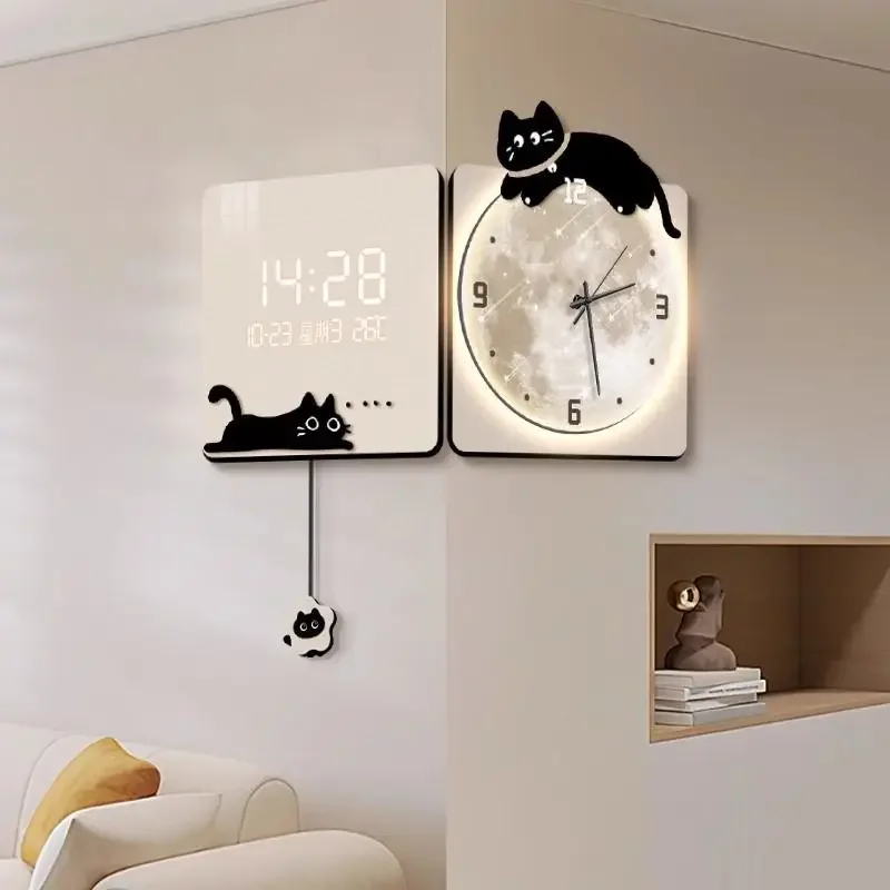Modern Corner Wall Clock Large Interior Wall Clock Led Digital Watch Luxury Living Room Decorations Home Decoration Accessories