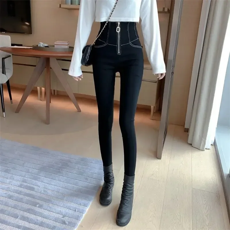 Black Pants for Woman High Waist Shot Trousers Skinny Slim Fit Women's Jeans Good Quality Baggy 2000s Y2k Clothes A Cheap Gyaru