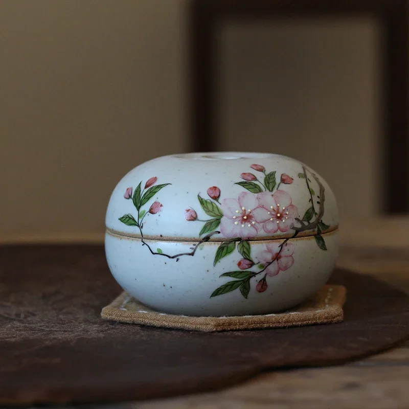 Hand-painted wisteria ceramic aromatherapy stove, retro Chinese style antique sandalwood stove