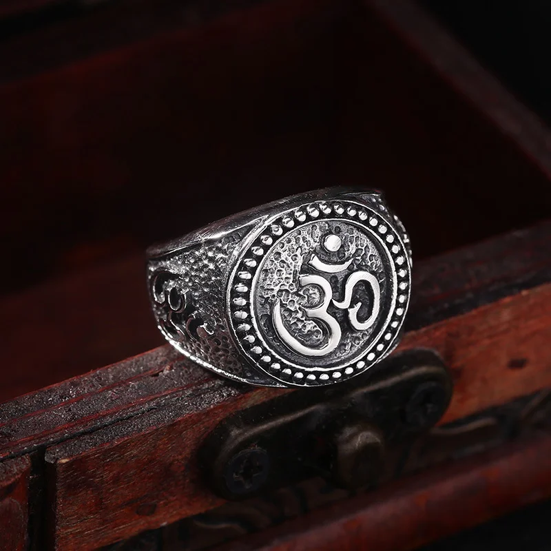 

Unmoving Mingwang Character Seal Closed Mouth Thai Silver Retro S925 Sterling Silver Ring Men