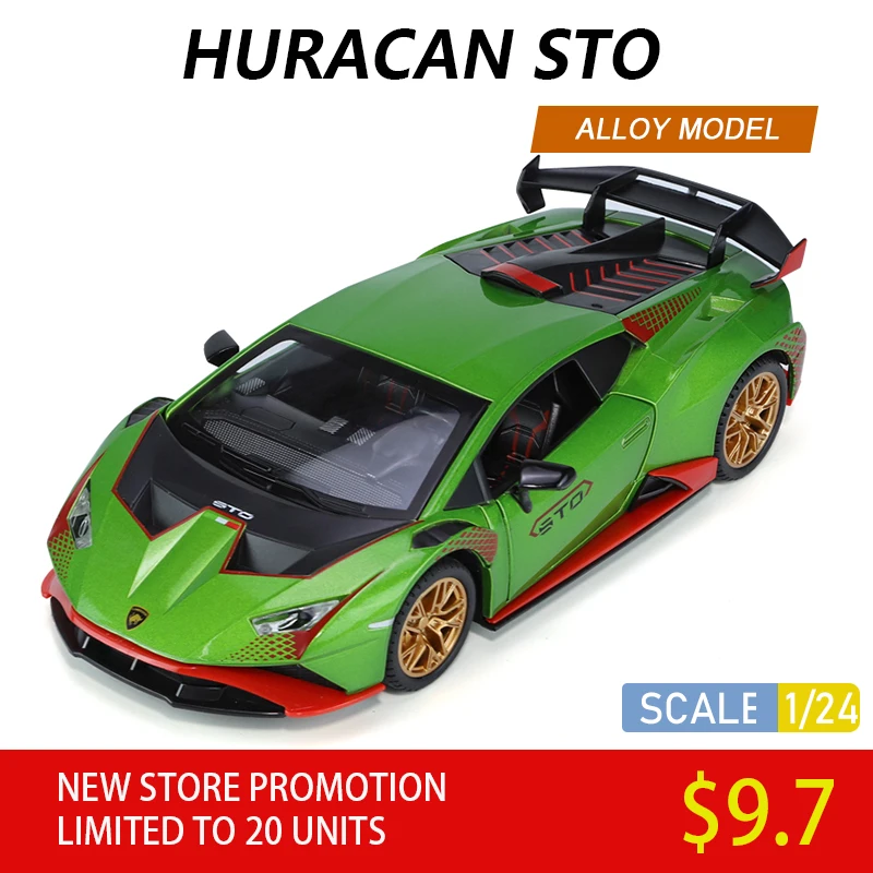 

1:24 Huracan STO Luxury Alloy Racing Car Toy Boy Model Collection One Piece Children Gifts Hot Wheels Fast and Furious Diecast