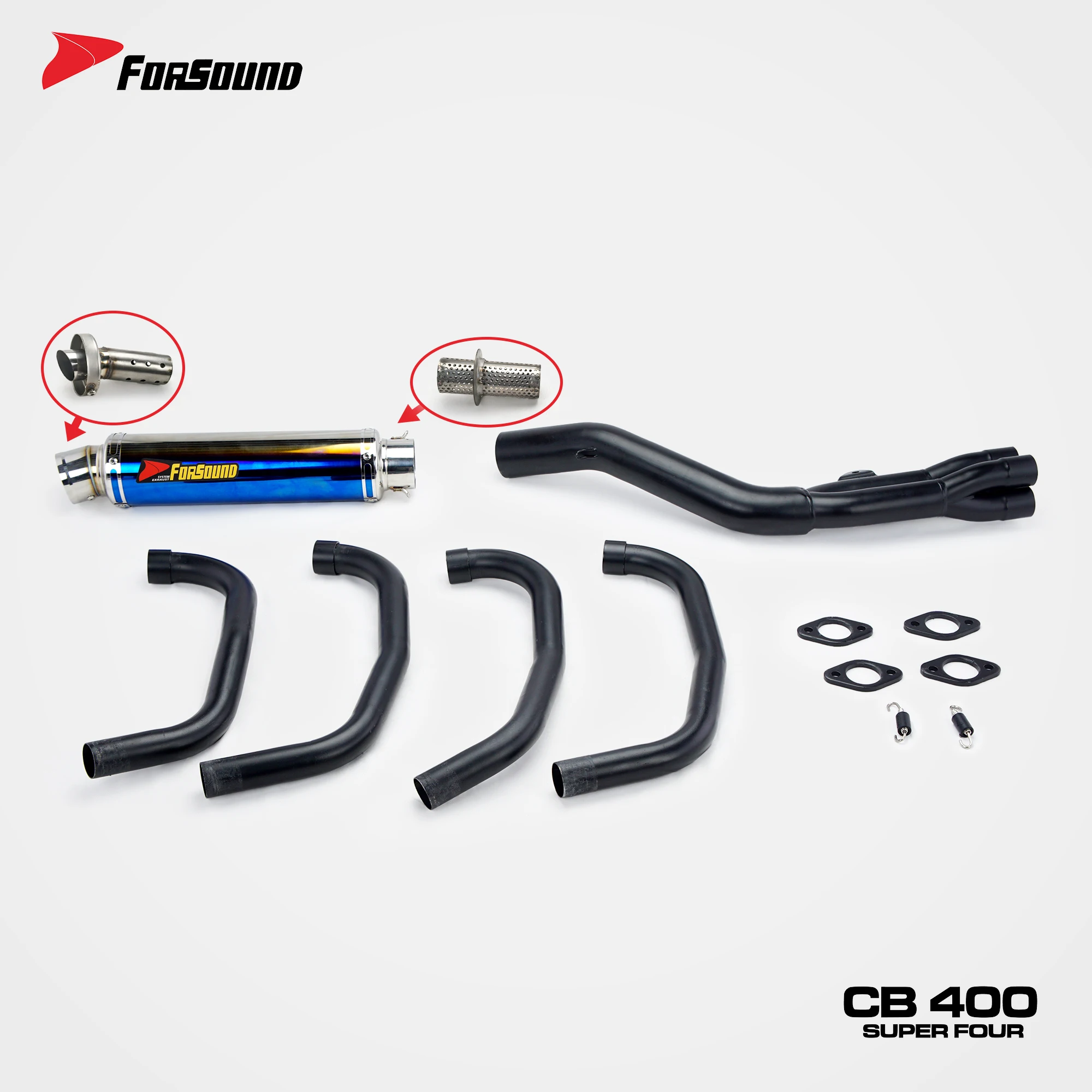 For Honda CB400 SUPER FOUR CB400SF Street Bike Replacement Exhaust Slip-On Front Mid Link Pipe Stainless Steel With DB Killer
