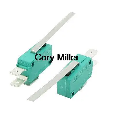 Mini microinterruttore con leva a cerniera lunga e diritta 250VAC 16A SPDT 1NO 1NC verde