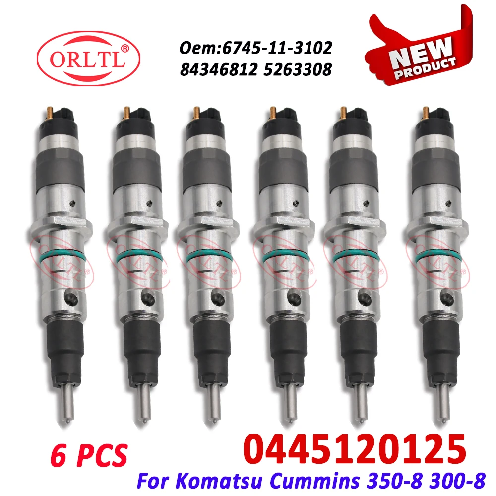 

6 PCS 0445120125 Diesel Injector 0 445 120 125 Fuel Oil CRIN Nozzle 0445 120 125 For Komatsu 6745-11-3102 84346812 5263308 ORLTL