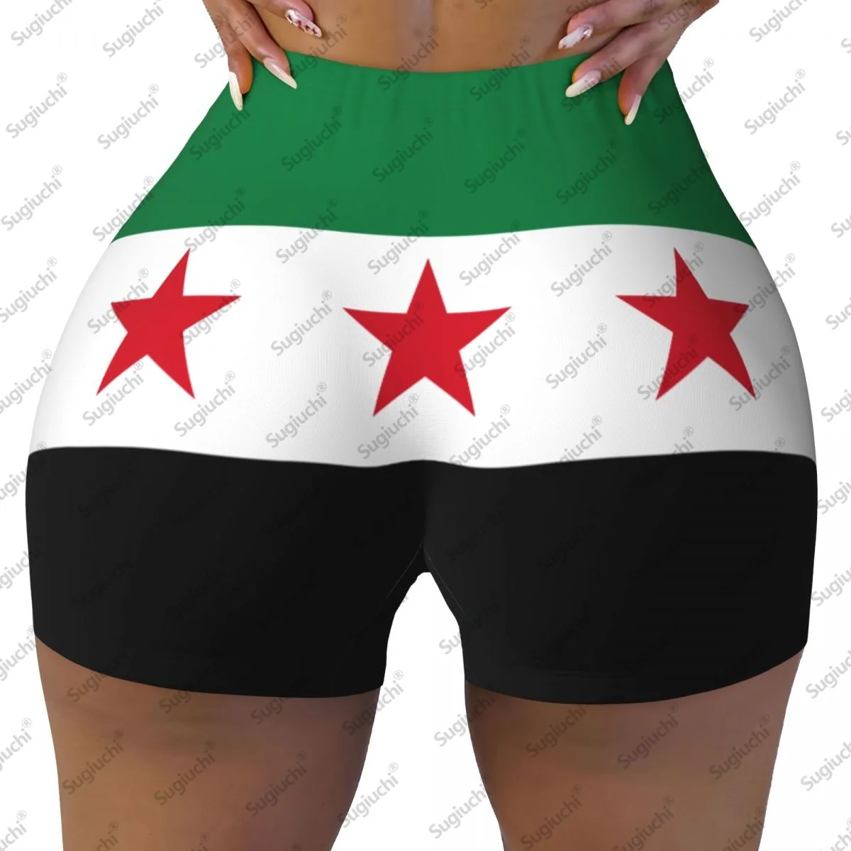 

2026 шорты для йоги с флагом Сирии для женщин, шорты для тренировок, подтяжки ягодиц, с высокой талией, шорты для бега в тренажерном зале