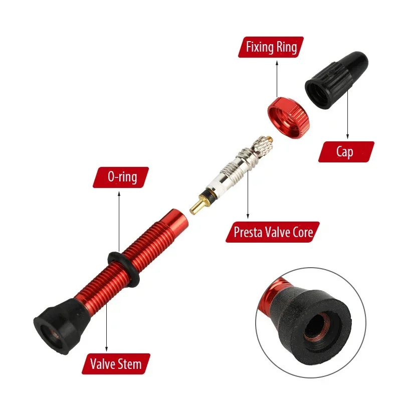 2pcs Bicycle Bike Tubeless Presta Valves Stems Aluminium Alloy 40mm 44mm 48mm 60mm 80mm with Valve Core Removal Tool