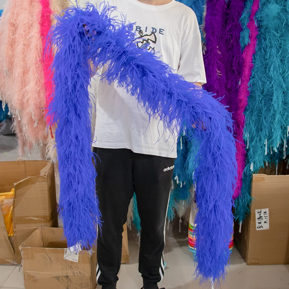 2Meters  Ostrich feather boa 3/6/10/20Ply Thick Fluffy Ostrich plumas Decoration for Party Costume Shawl Available