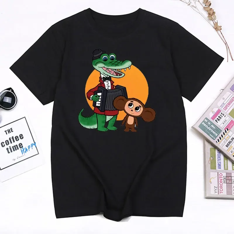 Cheburashka Cute Soviet Russian Cartoon Tshirt Fashion Pure Cotton Men T-Shirt Hipster Short Sleeve Vintage Unisex Casual Tops