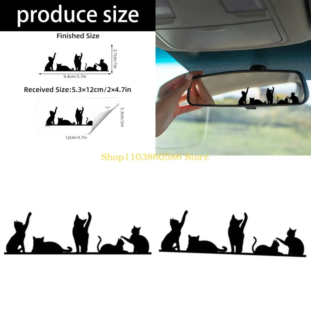 242A Essential Black Catling Outline Sticker for Automobile Interior Mirror Desktop Wall Miniature PVC Decal Ornamentation