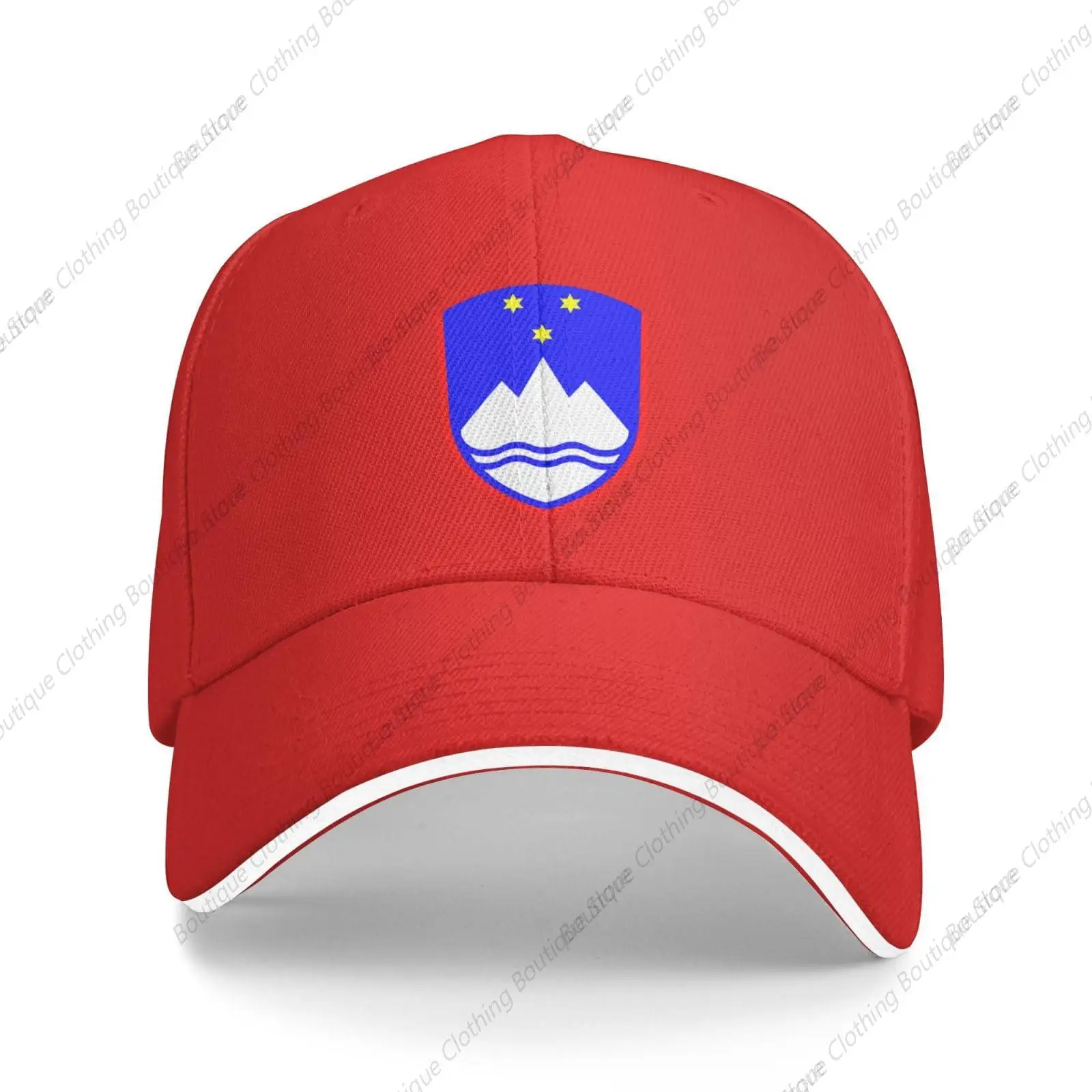 Slovenia National Emblem Hat Support Slovenia Coat of Arms Baseball Cap Slovenian Hat for Women Men Adjustable Hat Red