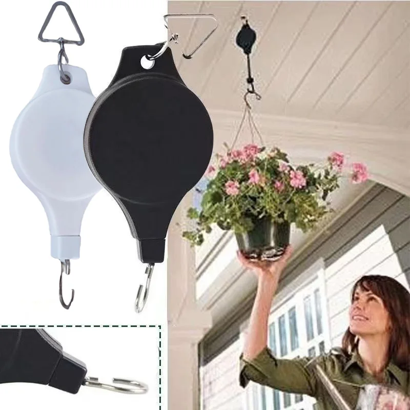 Hanging Plant Pulley Hook Retractable Basket Pull Down Hanger Plastic Metal Hooks DIY Balcony Garden Potted Decor Supplies