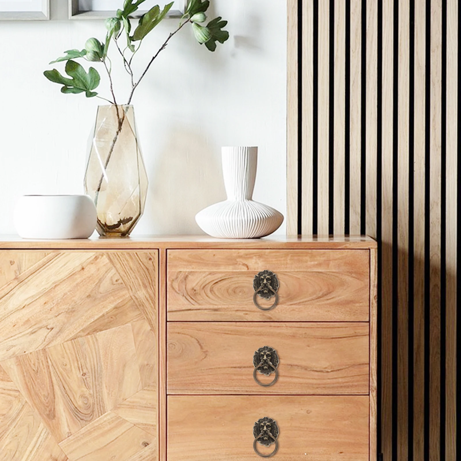 

3pcs Lion Head Cabinet Door Pull Handle Vintage Zinc Alloy Drawer Handle For Home Wardrobe Closet Knobs Furniture Pulls Cupboard